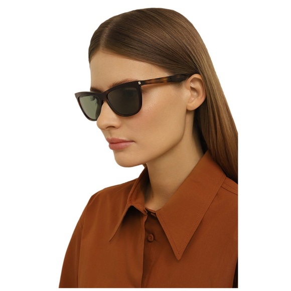 SAINT LAURENT SL515 003 WOMEN HAVANA GREEN CAT EYE SUNGLASSES. 58mm - Picture 3 of 16